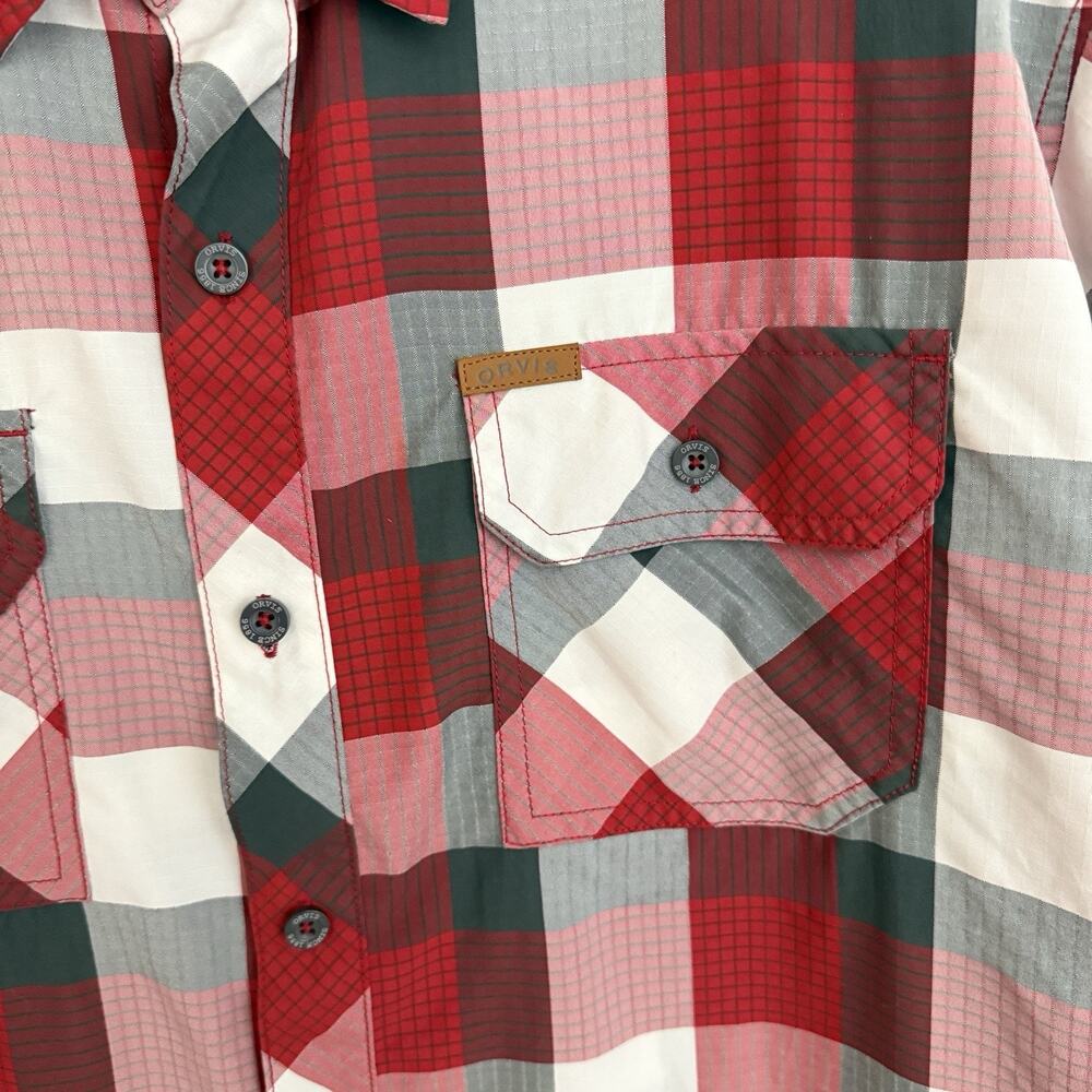 Orvis Shirt Mens XXL Red Quick Dry Outdoor Short Sleeve Button Up Casual Pockets - Picture 3 of 8